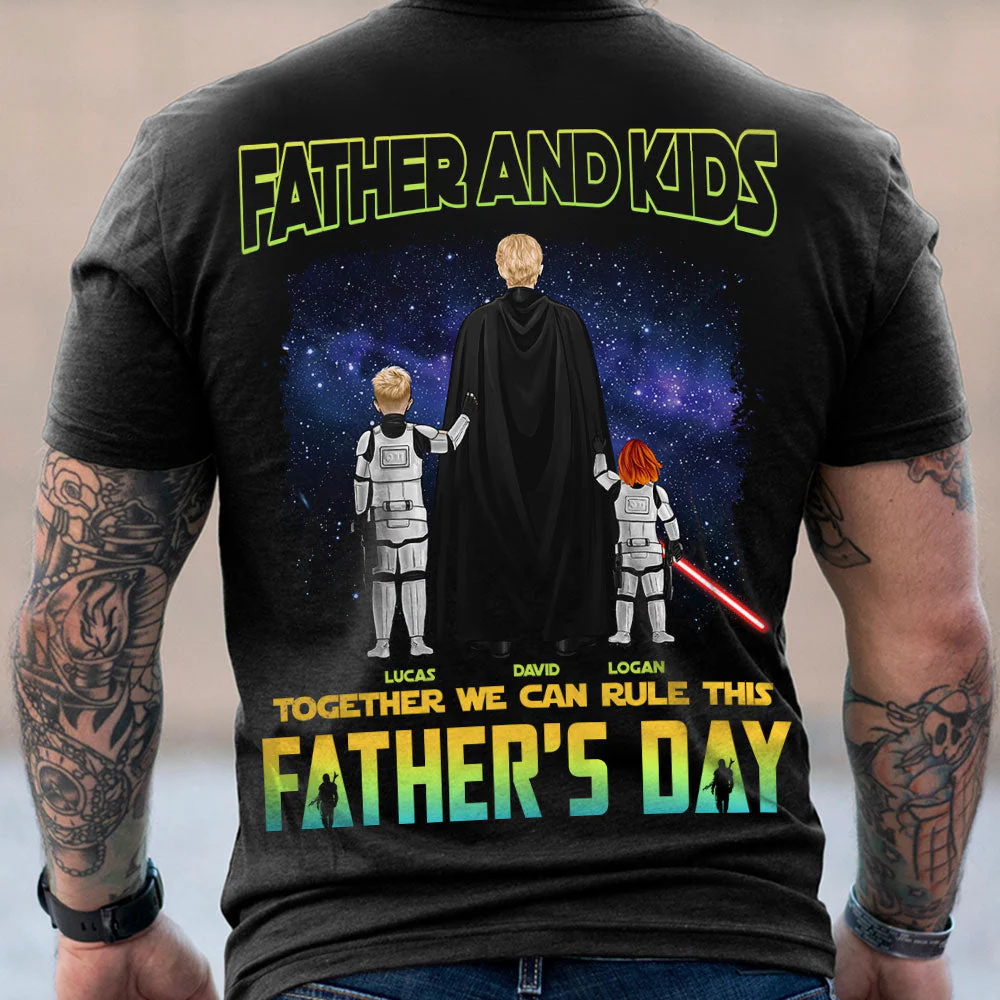 Star Wars The Force Is Strong with This Dad - Personalized Tshirt Two Side - Gift for Dad, Father's Day | CL08 - Image 4