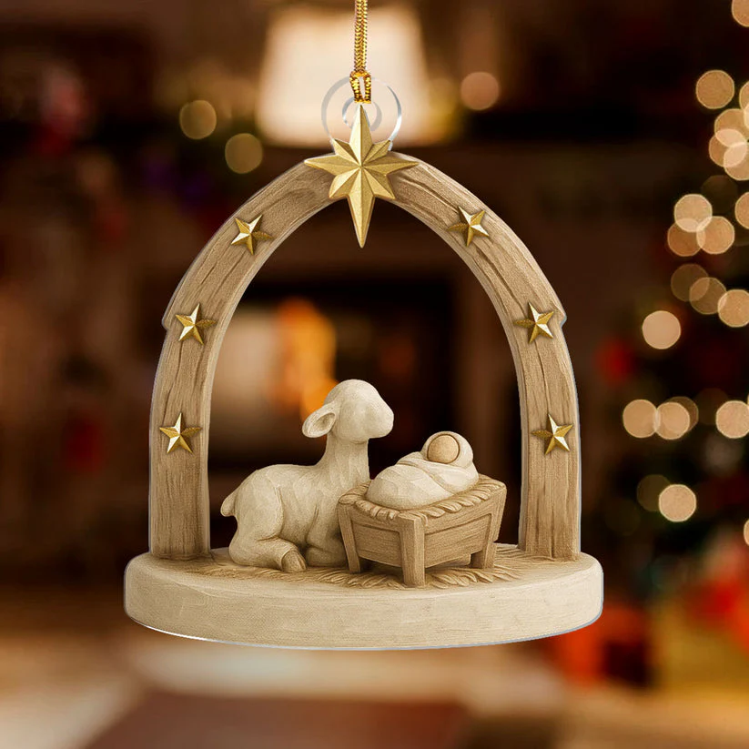 Starry Night Baby Jesus - 1 Layer Acrylic Ornament - Gift for Chirstmas HL128