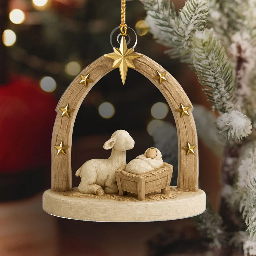 Starry Night Baby Jesus - 1 Layer Acrylic Ornament - Gift for Chirstmas HL128 - Image 4