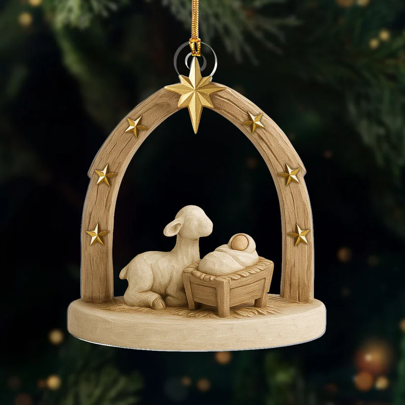 Starry Night Baby Jesus - 1 Layer Acrylic Ornament - Gift for Chirstmas HL128 - Image 5