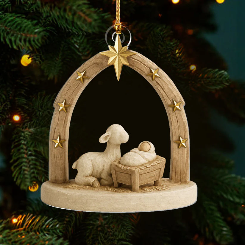 Starry Night Baby Jesus - 1 Layer Acrylic Ornament - Gift for Chirstmas HL128 - Image 6