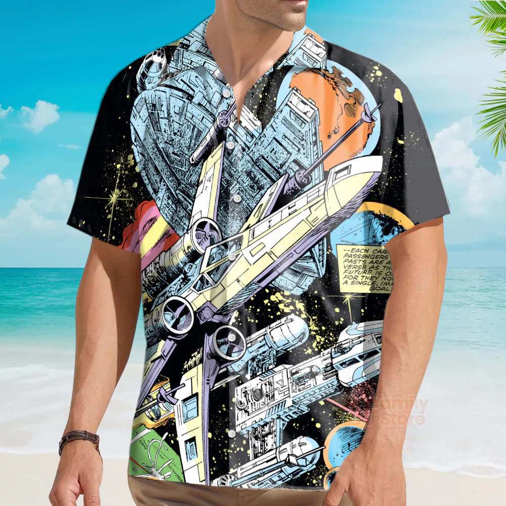 Starwars Han Solo Spaceship - Hawaiian Shirt For Men, Women, Kids - Image 3