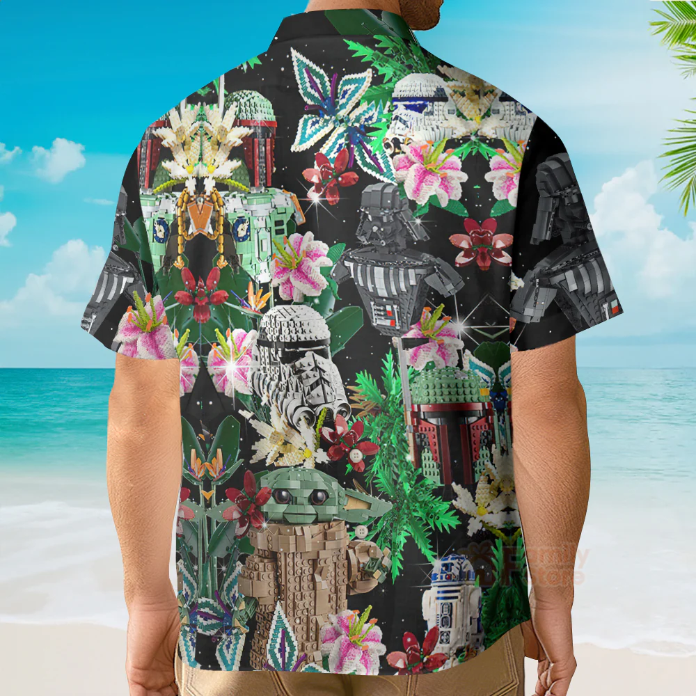 Star wars Lego Baby Yoda, Darth Vader and Stormtroopers Hawaiian Shirt - Image 4