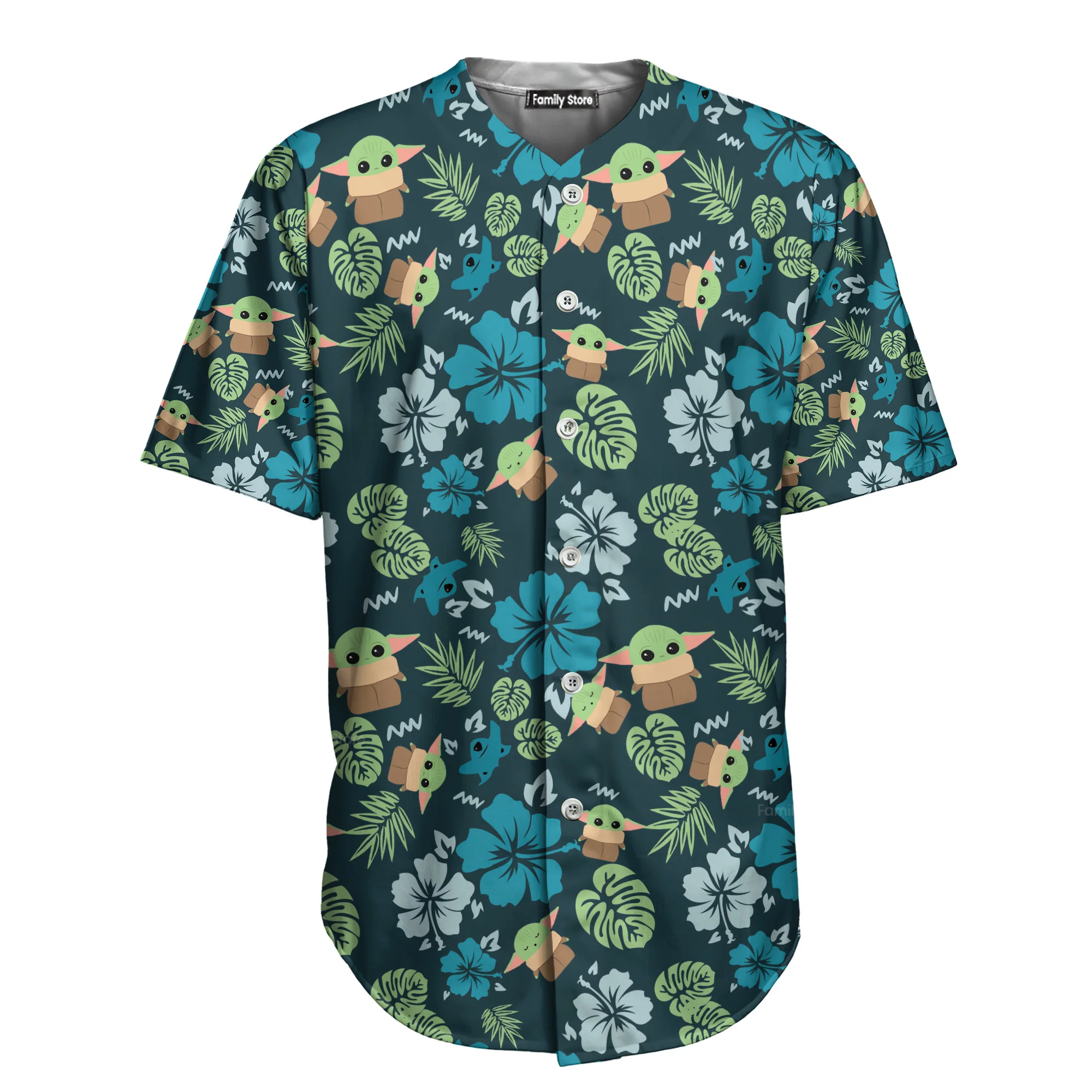 Starwars The Mandalorian Grogu Baby Yoda Leaves - Baseball Jersey - Christant Gift For Him - Family Store - Image 7