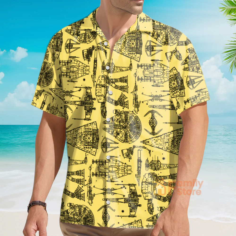 Starwars Starship Yellow Color - Hawaiian Shirt - Image 3