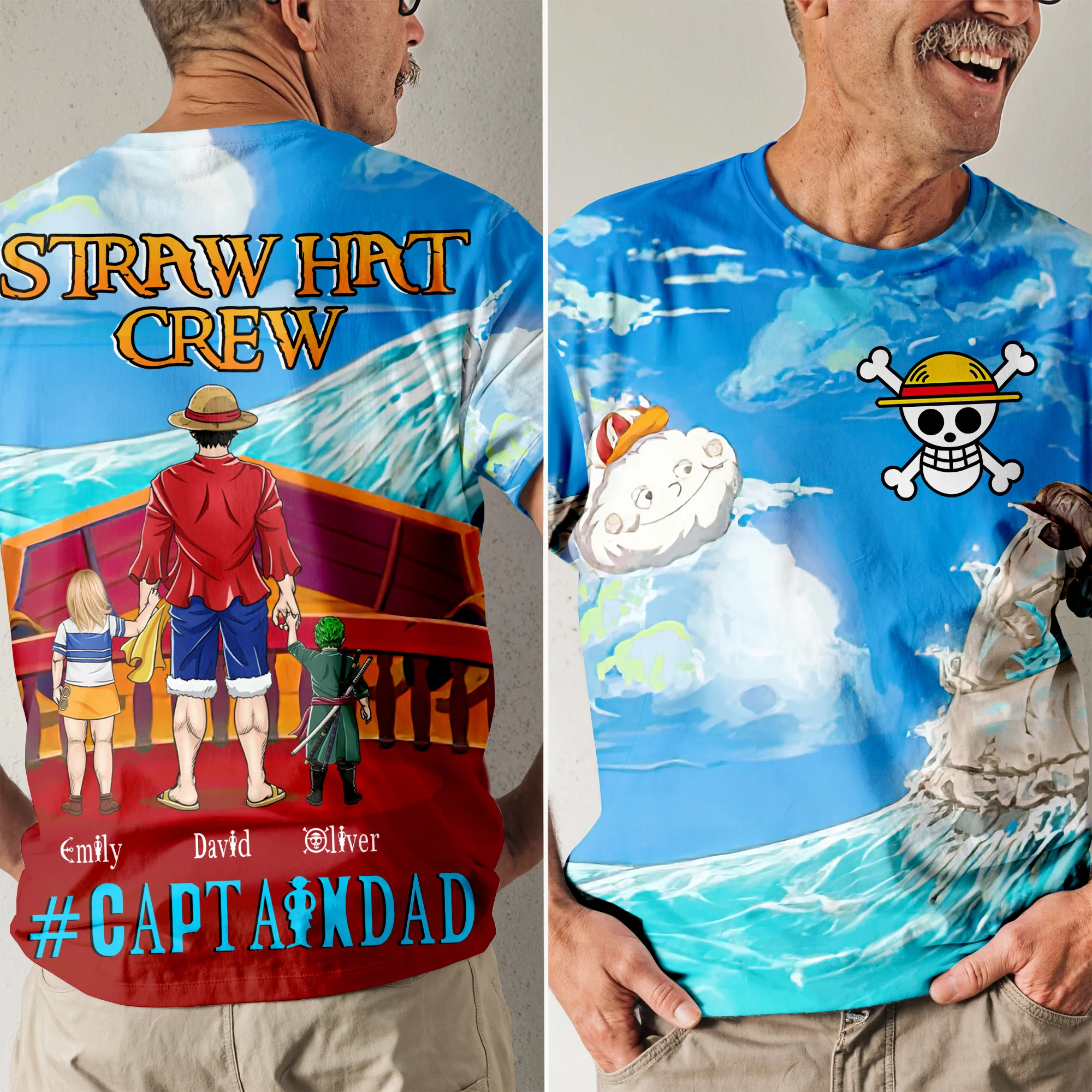 Staw Hat Crew Pirate Captian Dad - Personalized 3D Tshirt - Gift for Dad, Grandpa, Husband | CL11 NH96 - Image 3