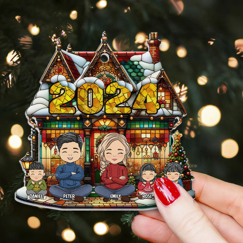 Stay Home In Christmas Warm Family - Christmas Gift For Family Members - Personalized Acrylic Ornament - CL35 NA94 - Image 2