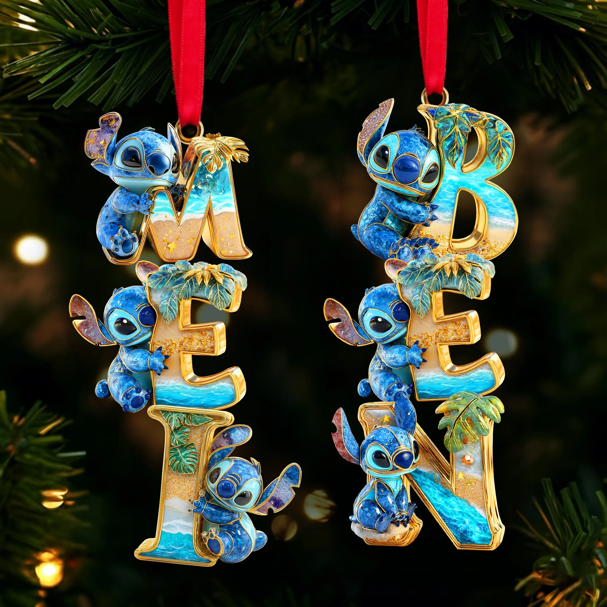 Sti Alien Monster Alphabet 2025 - Personalized Acrylic Ornament - Christmas Gift For Family Members NA94 - Image 3
