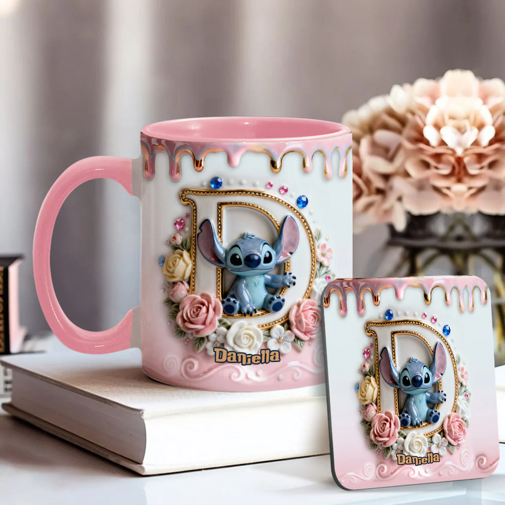 Sti Alphabet - Personalized 3D Inflated Effect Accent Mug - Gift For Daughter, Her HH01 - Image 2