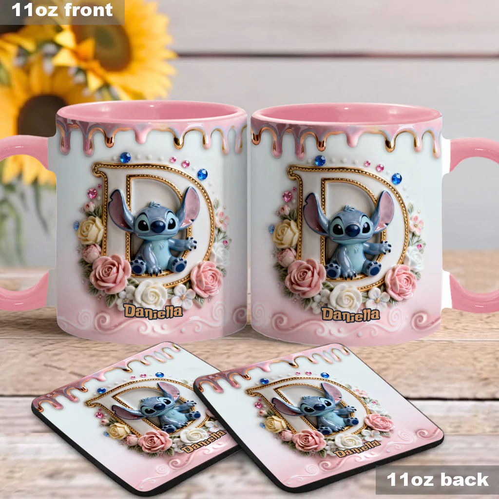 Sti Alphabet - Personalized 3D Inflated Effect Accent Mug - Gift For Daughter, Her HH01 - Image 3