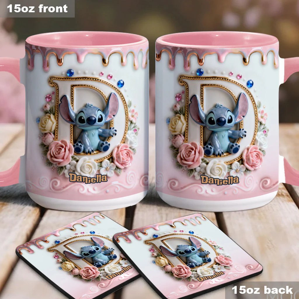 Sti Alphabet - Personalized 3D Inflated Effect Accent Mug - Gift For Daughter, Her HH01 - Image 4