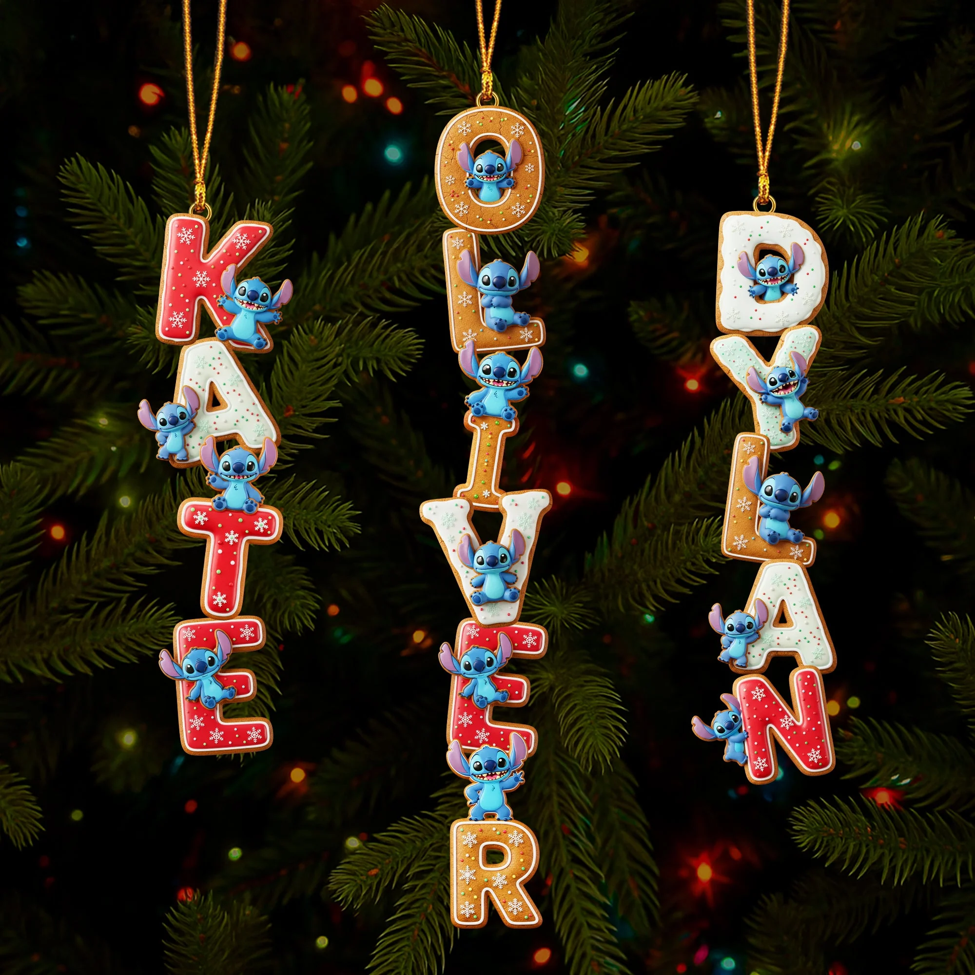 Sti Gingerbread Custom Name Alphabet 2025 - Personalized Acrylic Ornament - Christmas Gift For Family NA94 - Image 2
