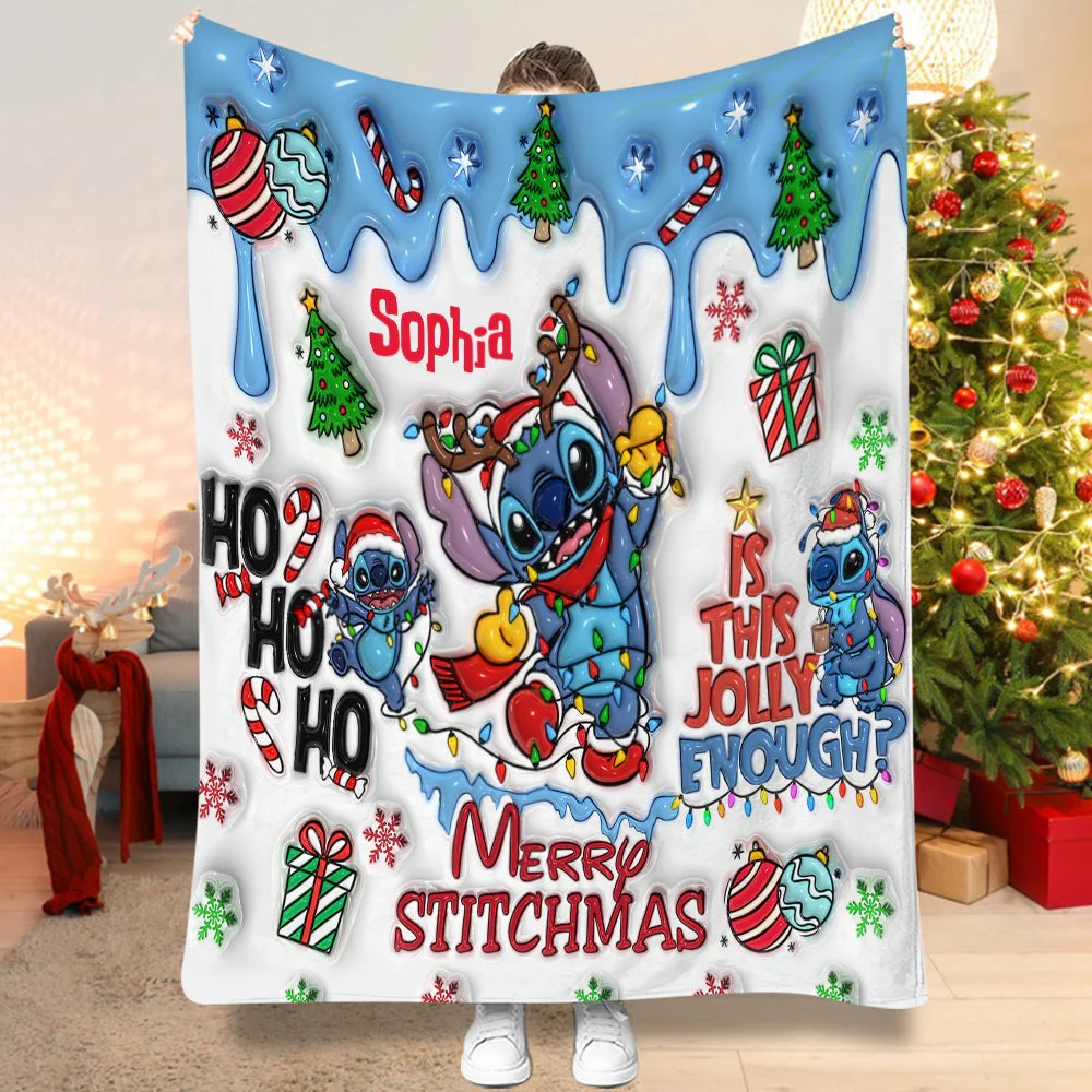 Sti Is This Jolly Enough Merry Stitchmas - Personalized Blanket - Gift For Movie Fans NL122