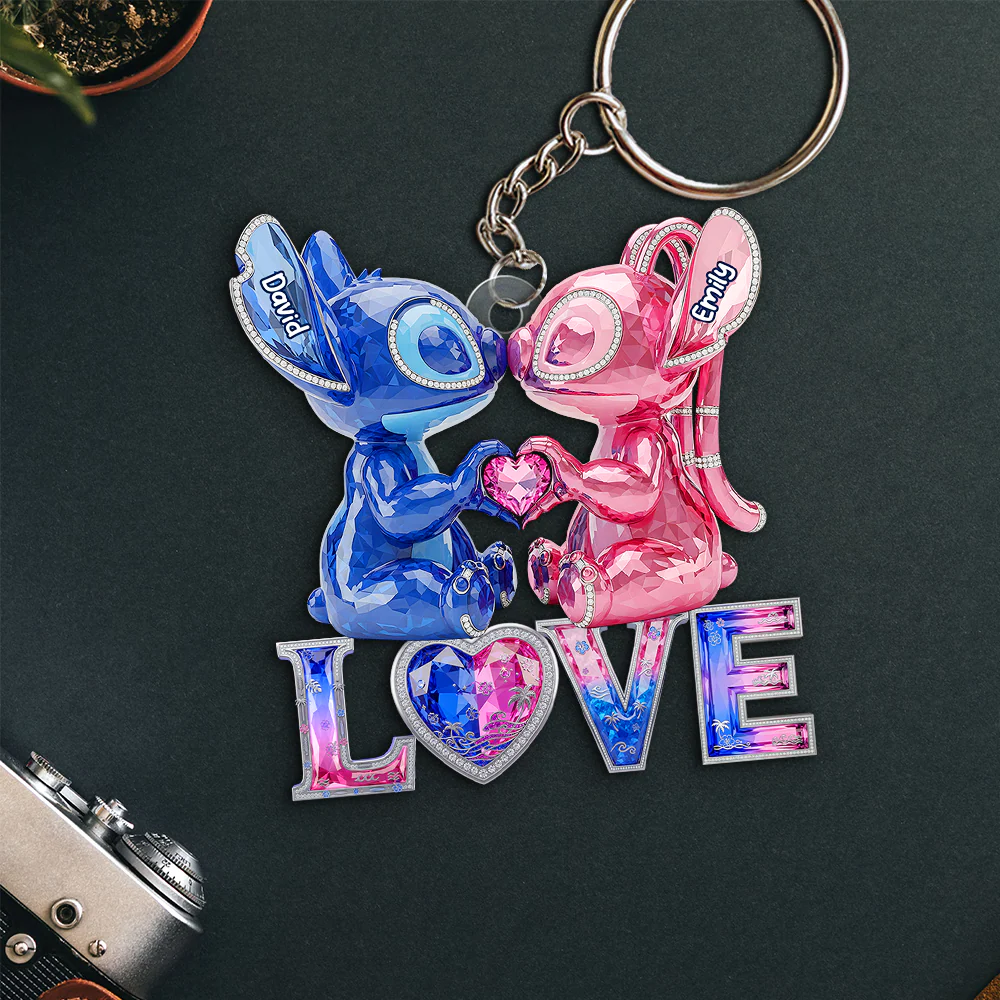 Sti Kissing Alien Monster - Personalized Acrylic Keychain - Gift For Family Couples NA94 - Image 3