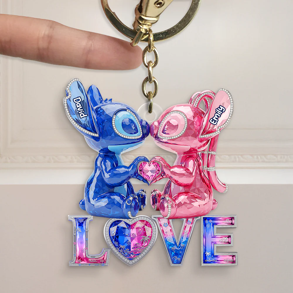 Sti Kissing Alien Monster - Personalized Acrylic Keychain - Gift For Family Couples NA94 - Image 4