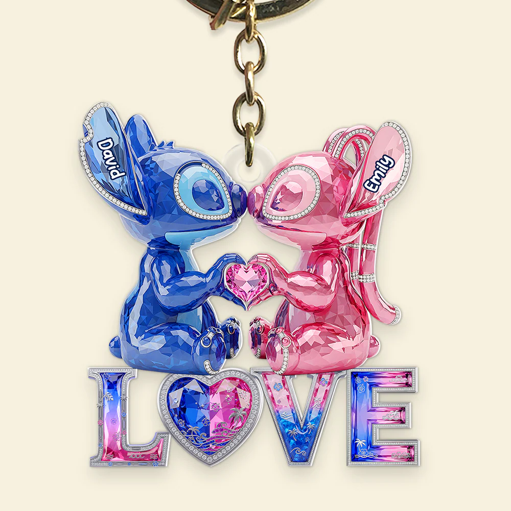 Sti Kissing Alien Monster - Personalized Acrylic Keychain - Gift For Family Couples NA94 - Image 5