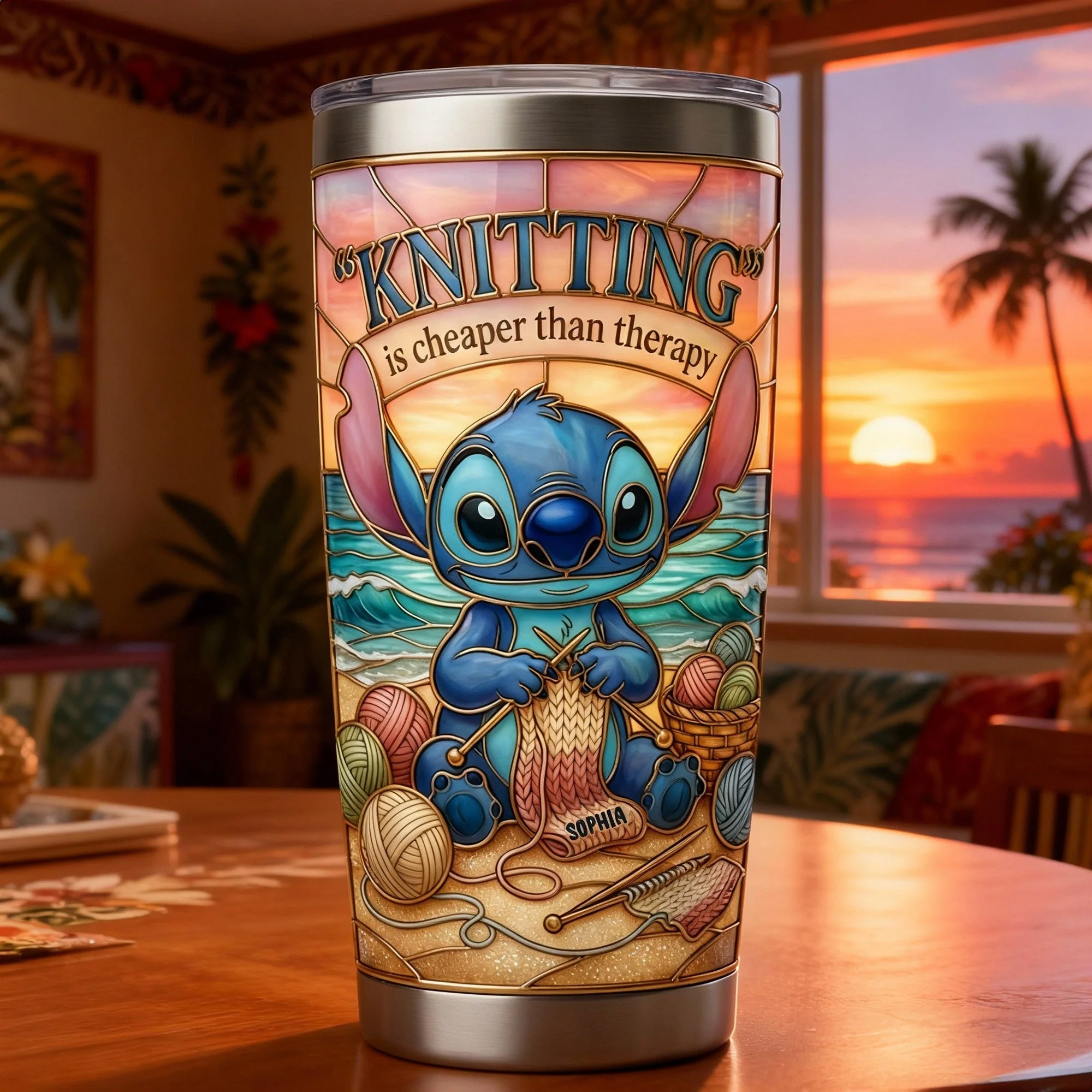 Sti Knitting Is Cheaper Than Therapy - Personalized Tumbler - Gift For Knitting Lovers, Movie Fans HH01 - Image 2