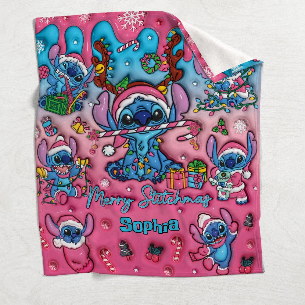 Sti Merry Stitchmas - Personalized Blanket - Christmas Gifts For Movie Fans NL122 - Image 4