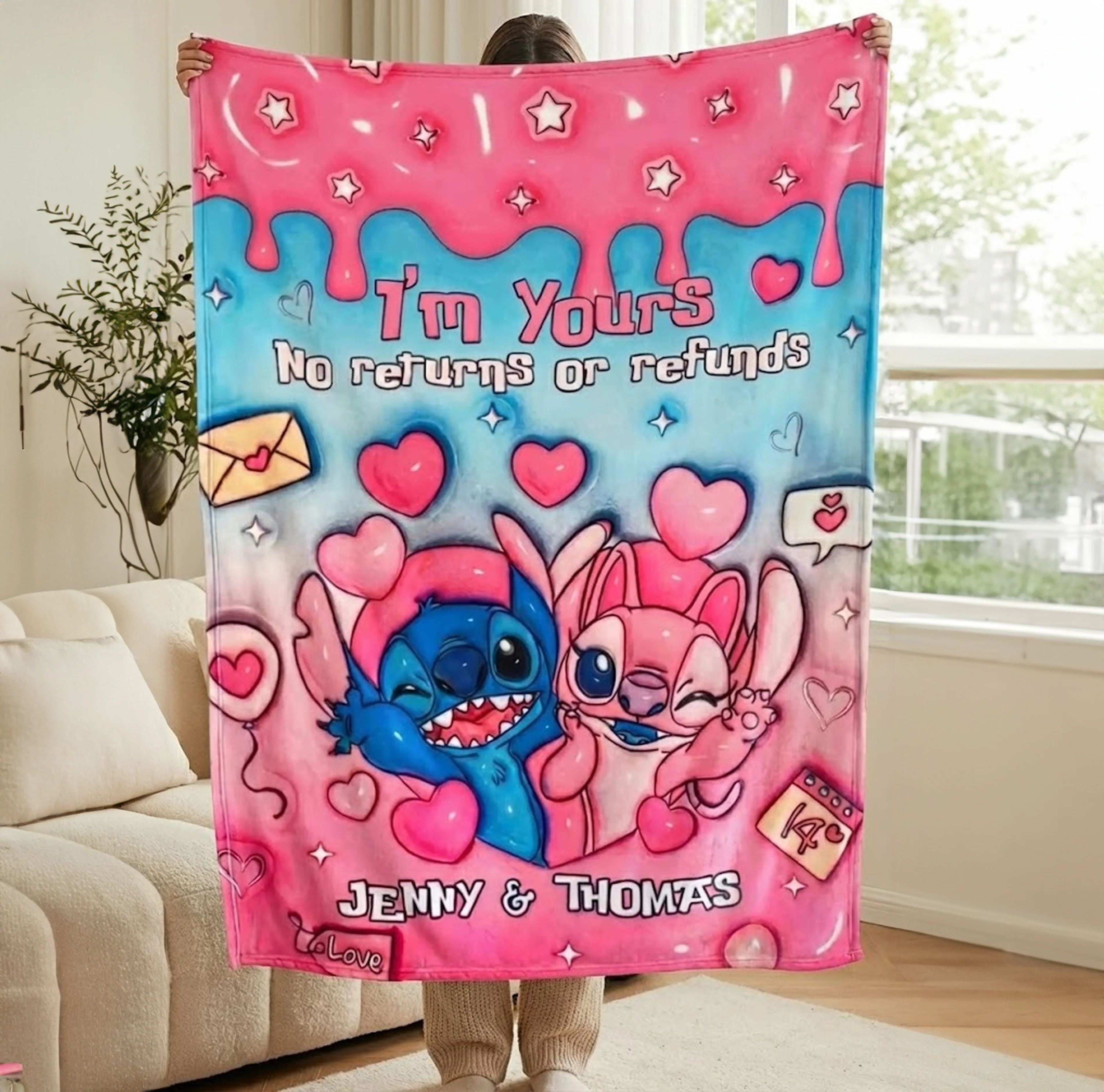 Sti Ohana Couple I'm Yours No Returns Or Refunds - Personalized Blanket - Sweetest Gift For Couples NL122