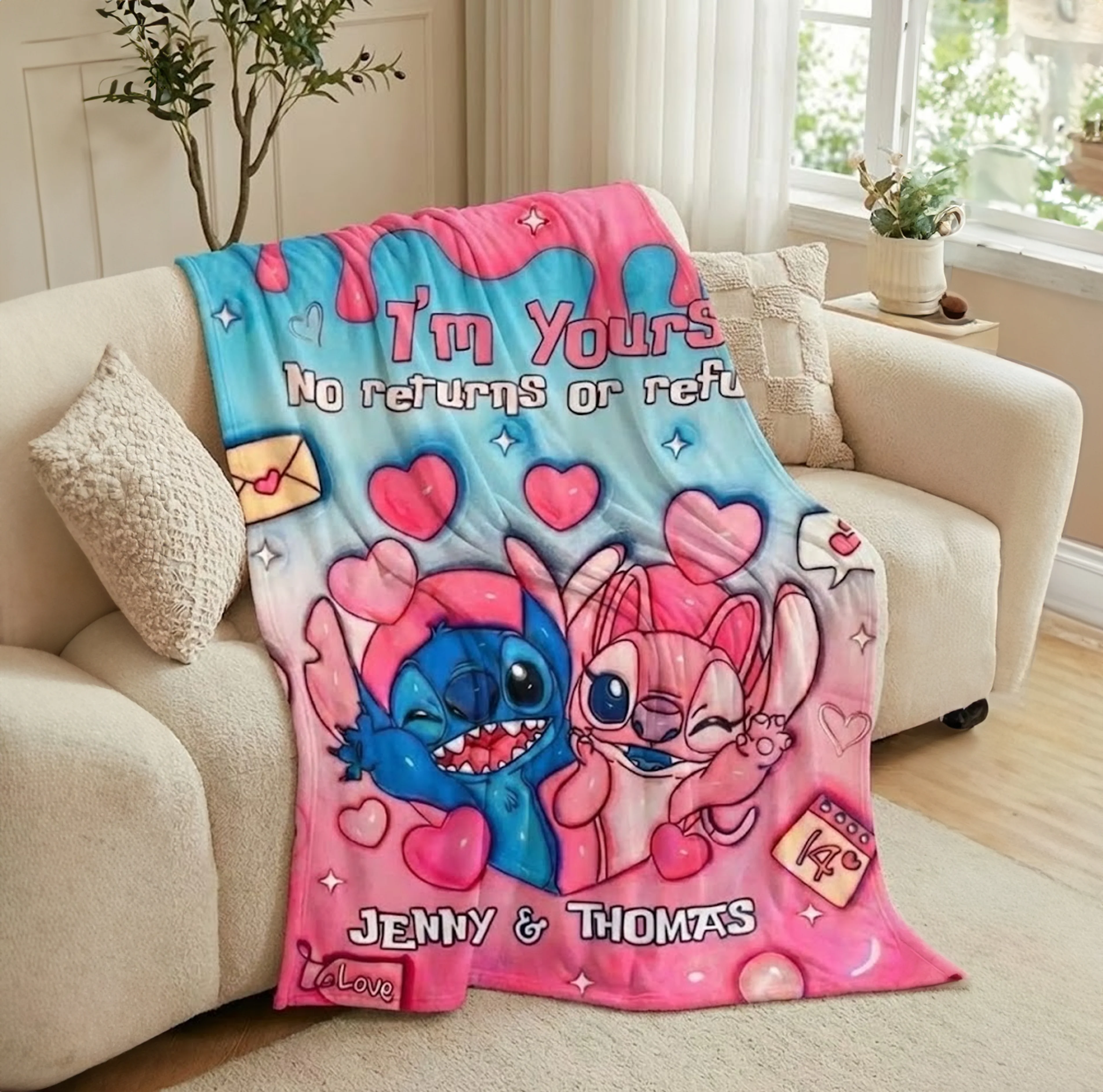 Sti Ohana Couple I'm Yours No Returns Or Refunds - Personalized Blanket - Sweetest Gift For Couples NL122 - Image 2