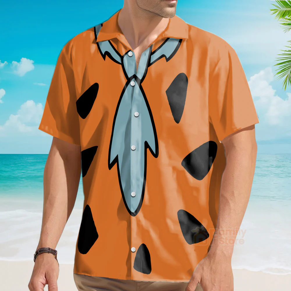 Stone Age Primitives Savage Flinstones Dress Up Aloha Hawaiian Shirt - Image 4