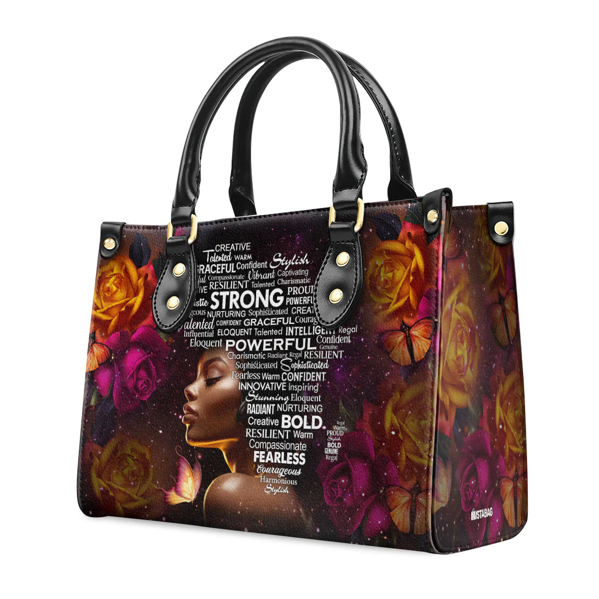 Strong Power Bold Floral Black Girl - Personalized Leather Handbag - Empowerment Gift For Her HD95 - Image 5