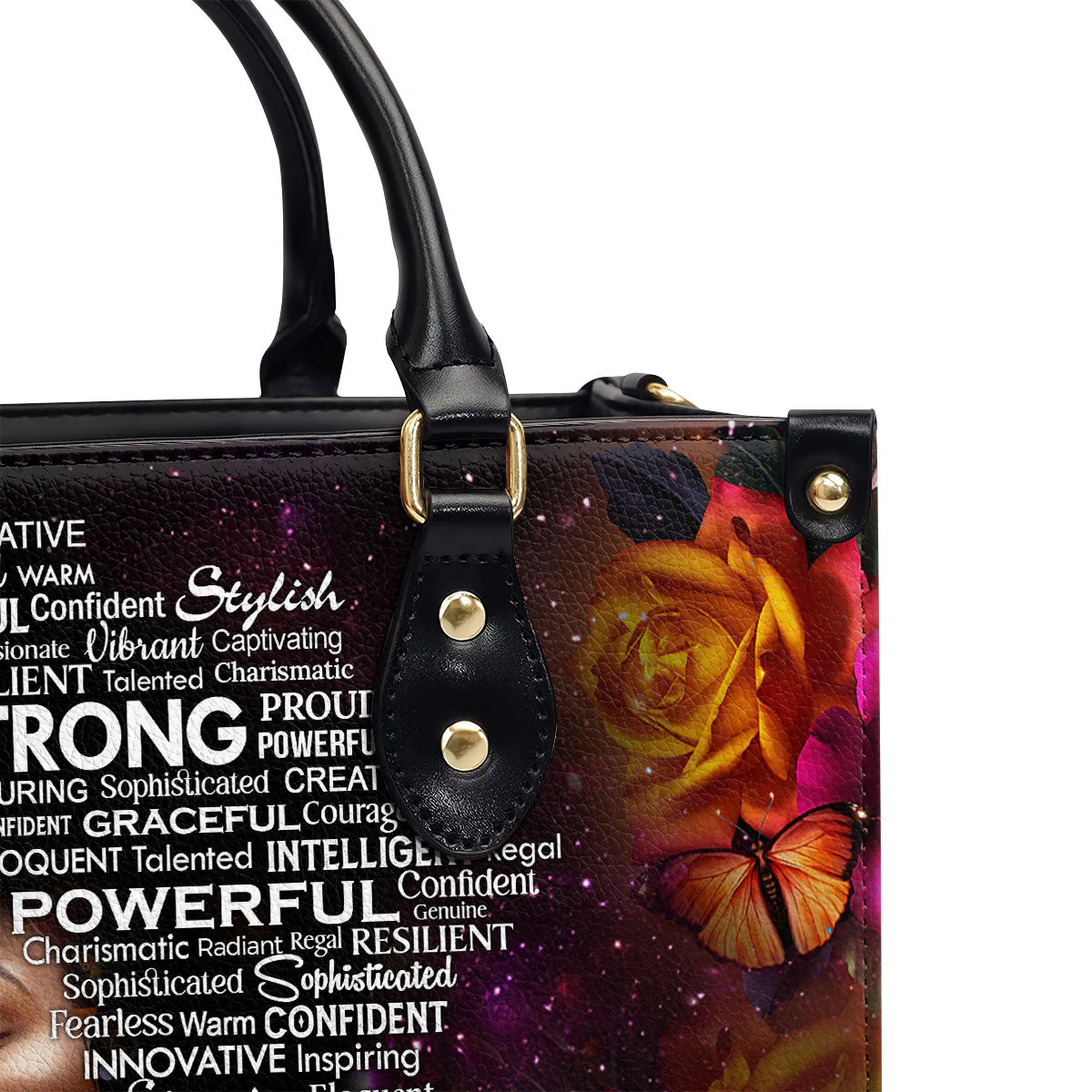Strong Power Bold Floral Black Girl - Personalized Leather Handbag - Empowerment Gift For Her HD95 - Image 6