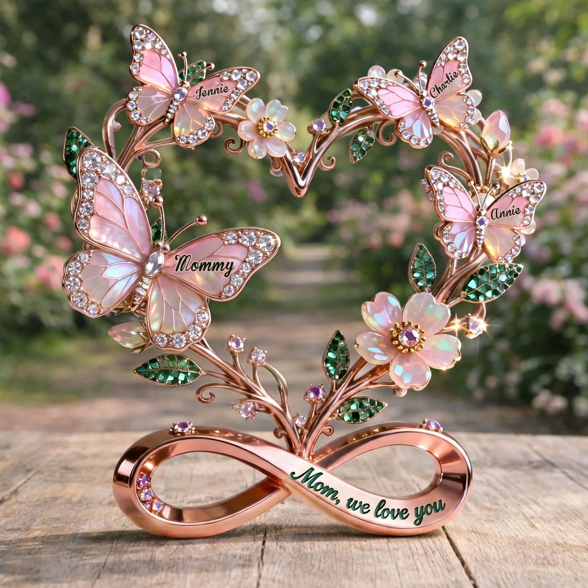 Stunning Butterflies On Mom Heart - Personalized Shape Acrylic Plaque - Gift For Mom, Grandma HN02