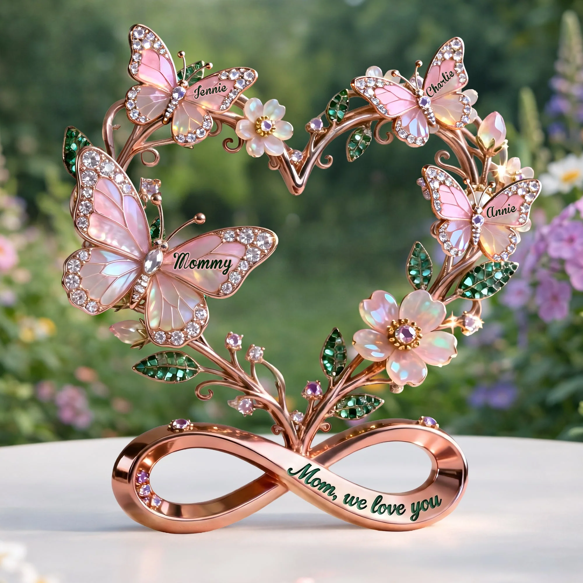 Stunning Butterflies On Mom Heart - Personalized Shape Acrylic Plaque - Gift For Mom, Grandma HN02 - Image 2