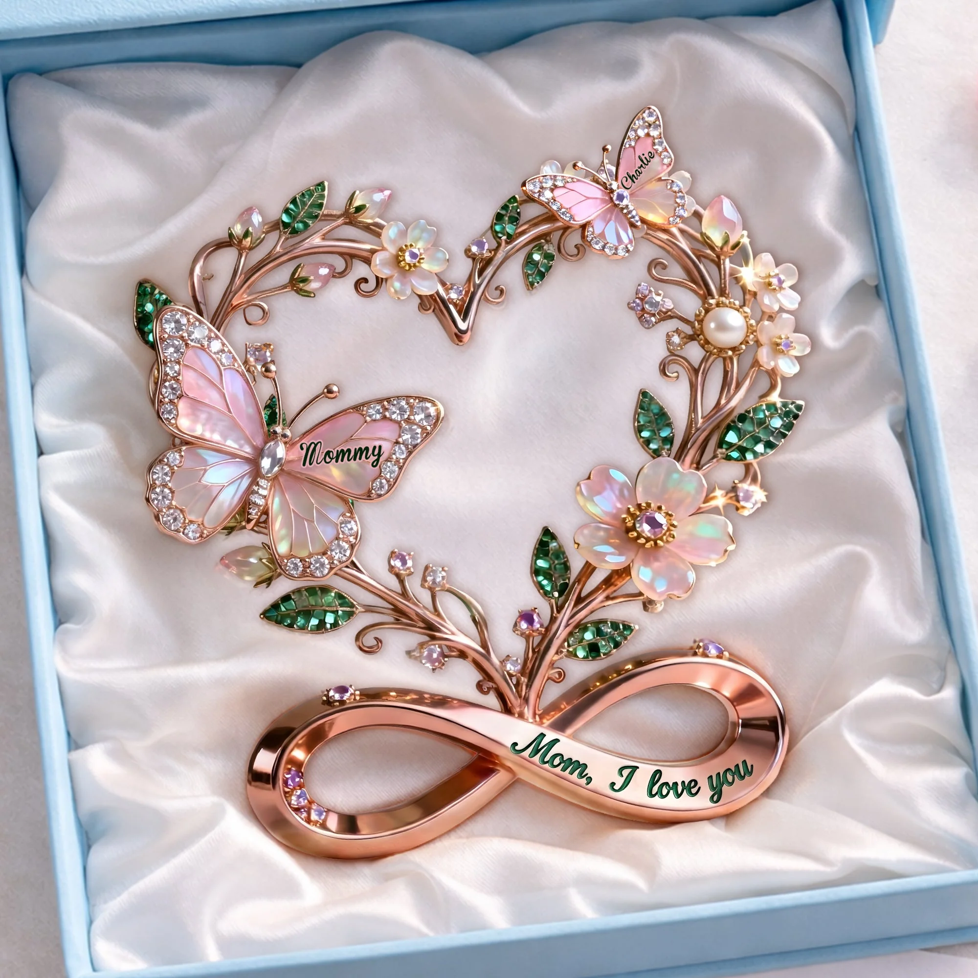 Stunning Butterflies On Mom Heart - Personalized Shape Acrylic Plaque - Gift For Mom, Grandma HN02 - Image 3