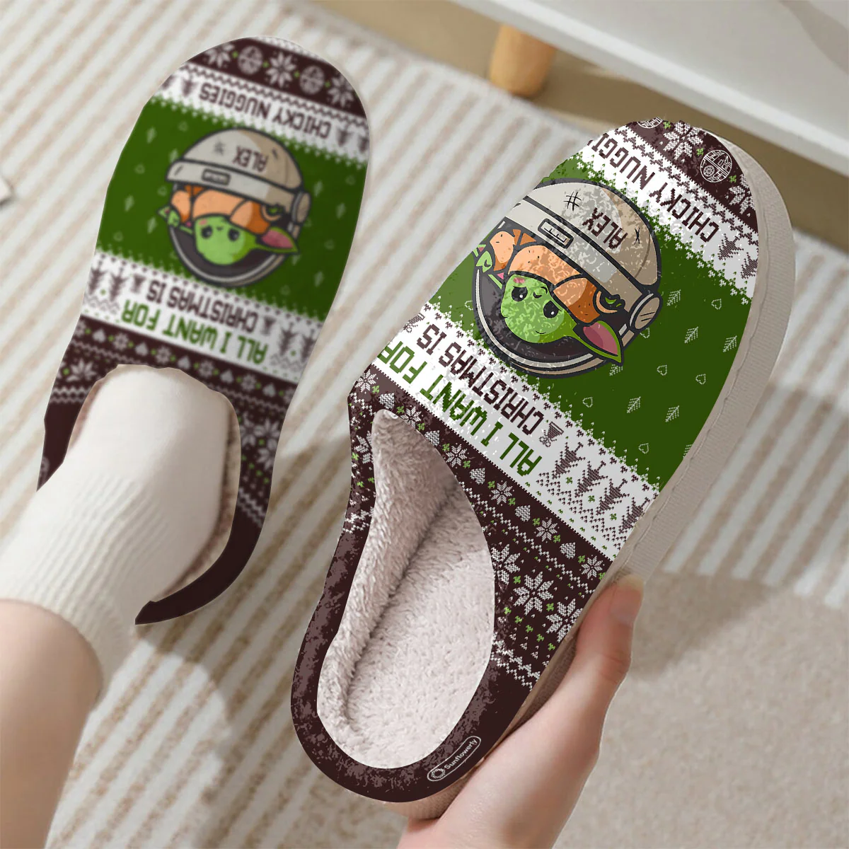 Stwa All I Want For Christmas Is Chicky Nuggies - Personalized Slippers - Christmas Gift NA94 - Image 3