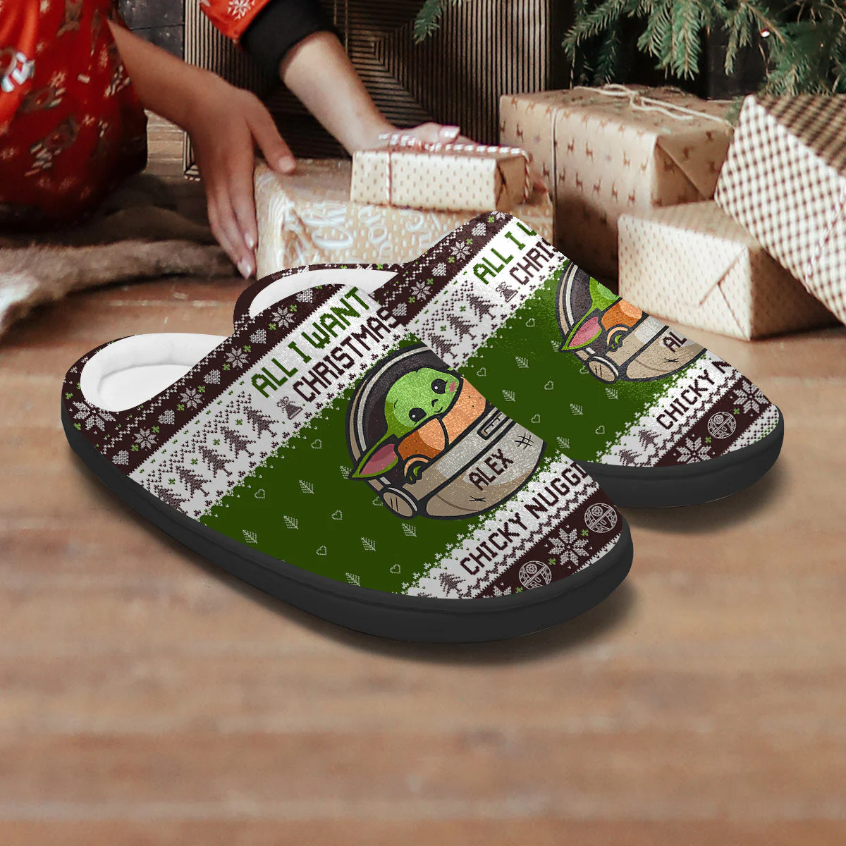 Stwa All I Want For Christmas Is Chicky Nuggies - Personalized Slippers - Christmas Gift NA94 - Image 4