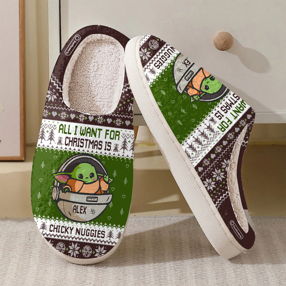 Stwa All I Want For Christmas Is Chicky Nuggies - Personalized Slippers - Christmas Gift NA94 - Image 5