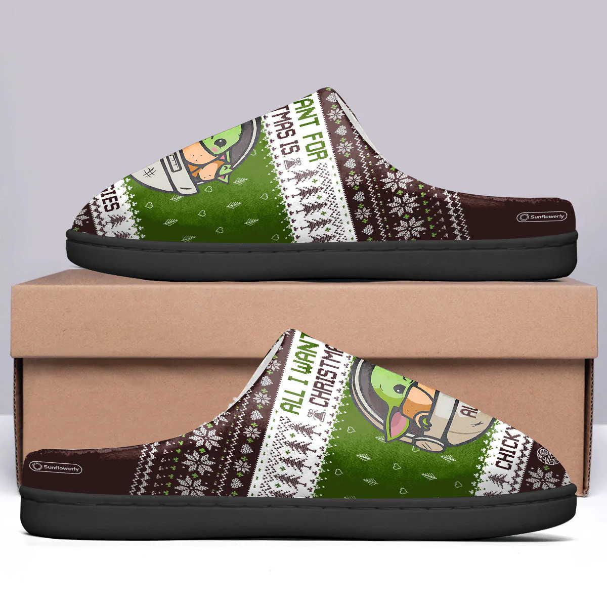 Stwa All I Want For Christmas Is Chicky Nuggies - Personalized Slippers - Christmas Gift NA94 - Image 6