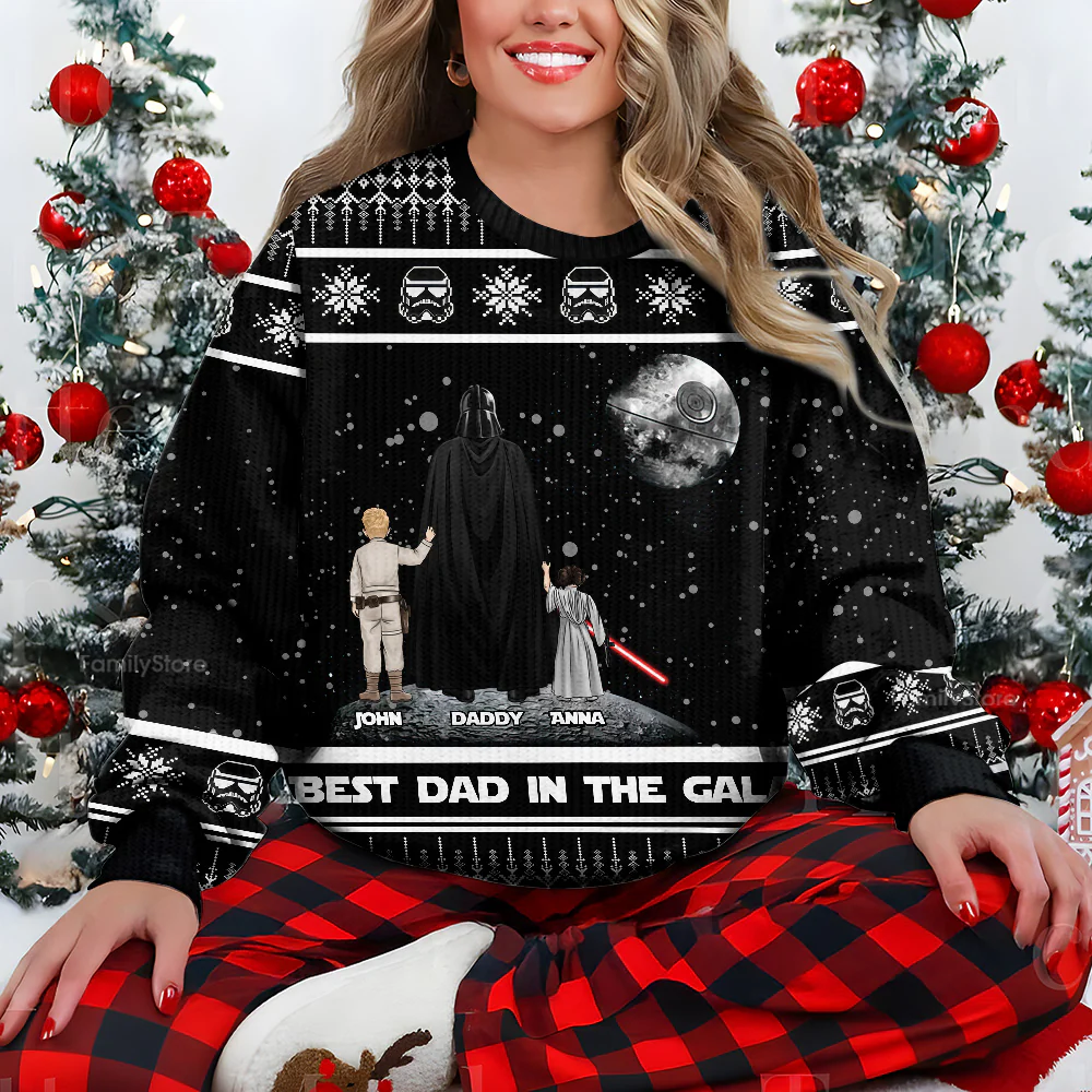 Stwa Best Dad In The Galaxy - Personalized Ugly Sweater - Gift For Christmas | CL08.Ver2 TD118 - Image 4