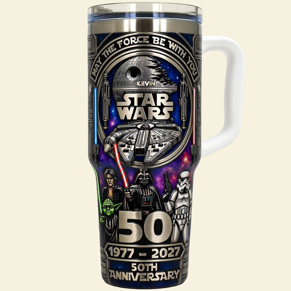 Stwa Galaxy Star 50th Anniversary May The Force Be With You - Personalized Tumbler 40oz Cup With Straw - Anniversary Gift For Movie Fans HH01 - Image 4