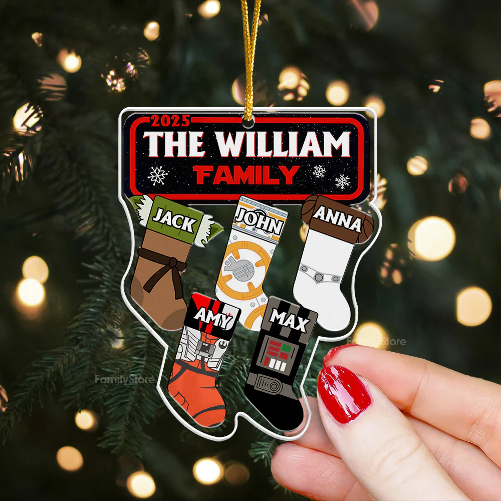 Stwa Galaxy Star Christmas Family Socks - Personalized Acrylic Ornament TD118