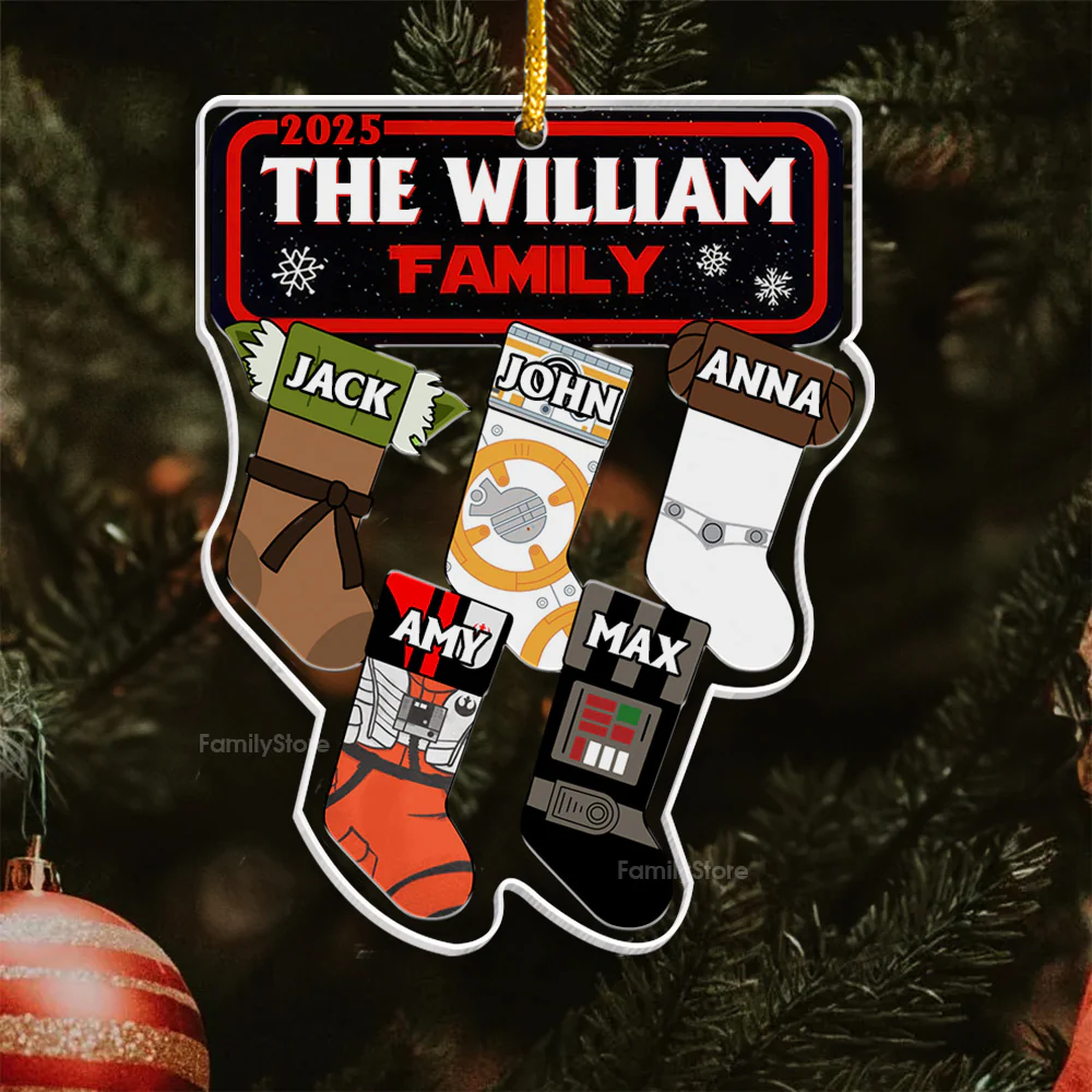 Stwa Galaxy Star Christmas Family Socks - Personalized Acrylic Ornament TD118 - Image 4