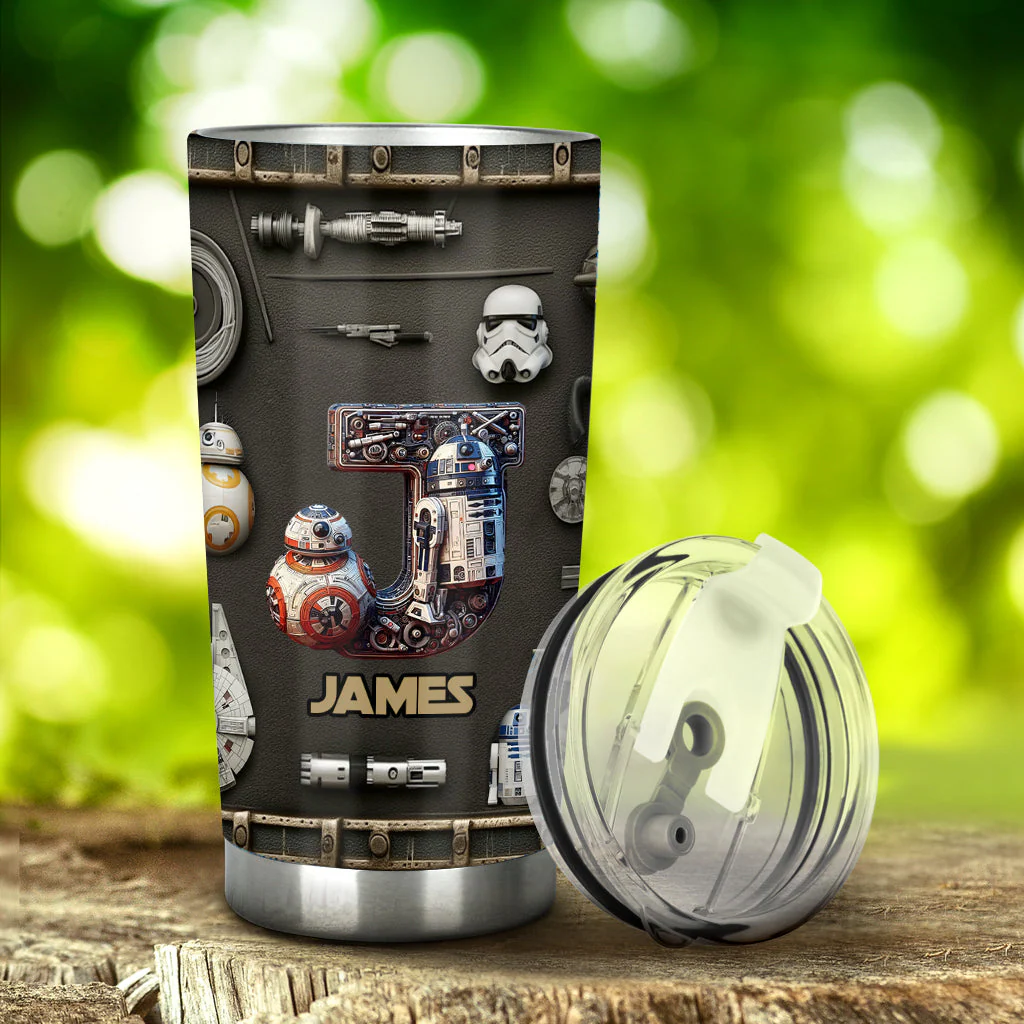 Stwa Galaxy Star Initial Name Letter - Personalized Tumbler - Gift For Movie Fans, Him NL122 - Image 2