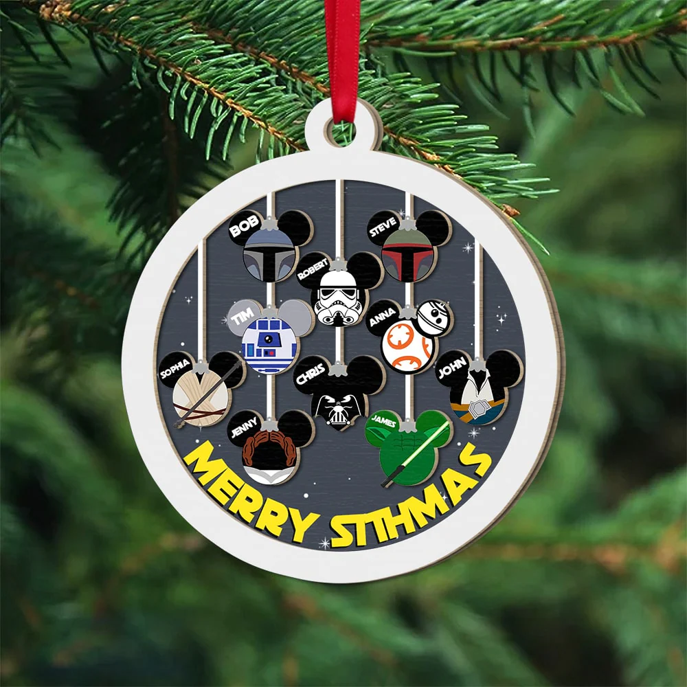 Stwa Galaxy Star Merry Sithmas Family - Personalized Acrylic Ornament - Gift For Family TD118