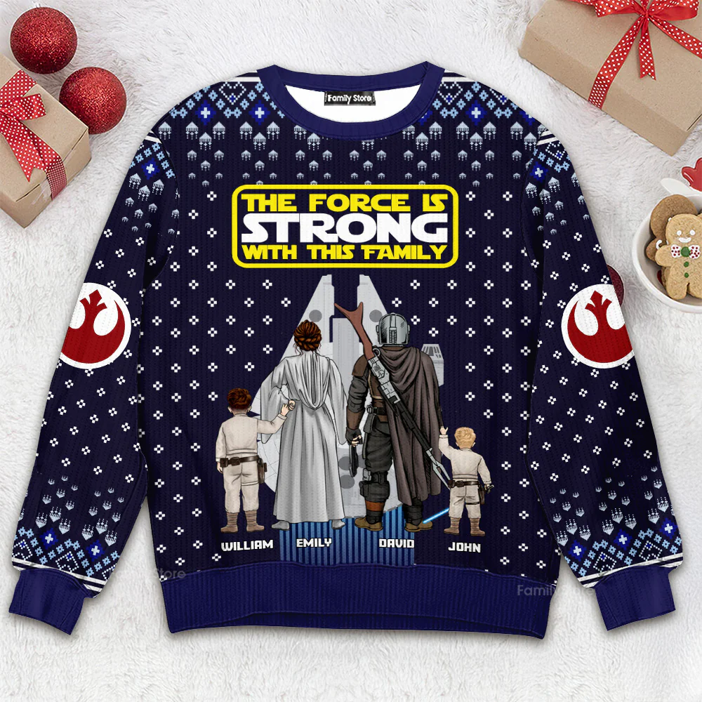 Stwa Galaxy Star The Force Is Strong With This Family - Personalized Ugly Sweater - Gift For Christmas TD118