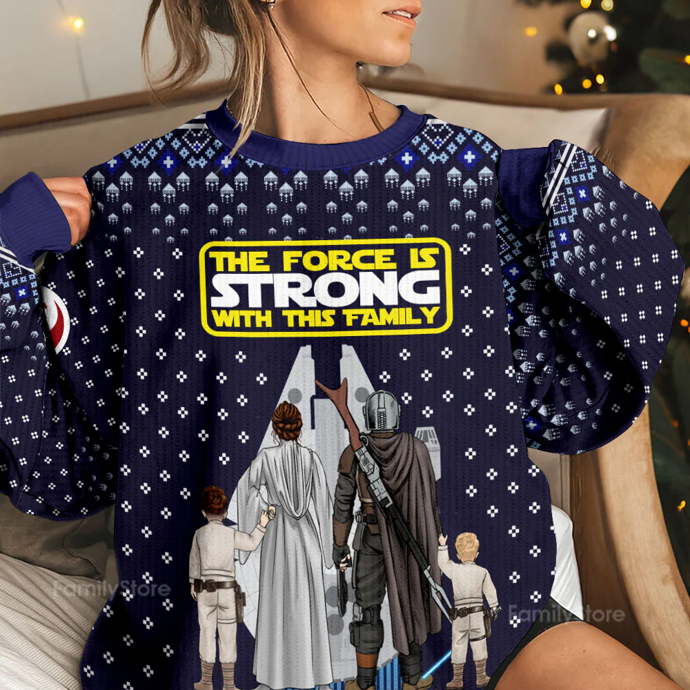 Stwa Galaxy Star The Force Is Strong With This Family - Personalized Ugly Sweater - Gift For Christmas TD118 - Image 2