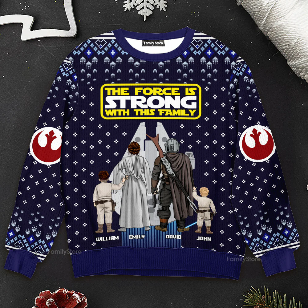 Stwa Galaxy Star The Force Is Strong With This Family - Personalized Ugly Sweater - Gift For Christmas TD118 - Image 3