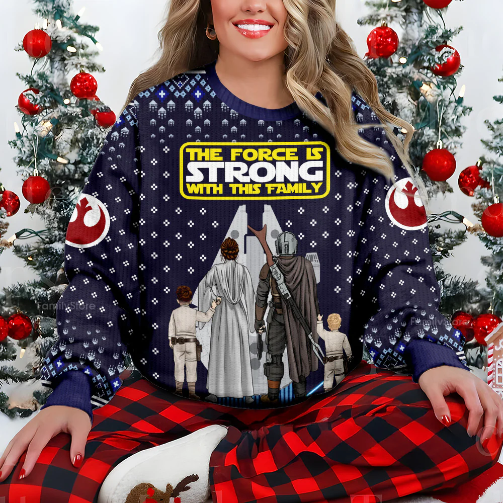 Stwa Galaxy Star The Force Is Strong With This Family - Personalized Ugly Sweater - Gift For Christmas TD118 - Image 4