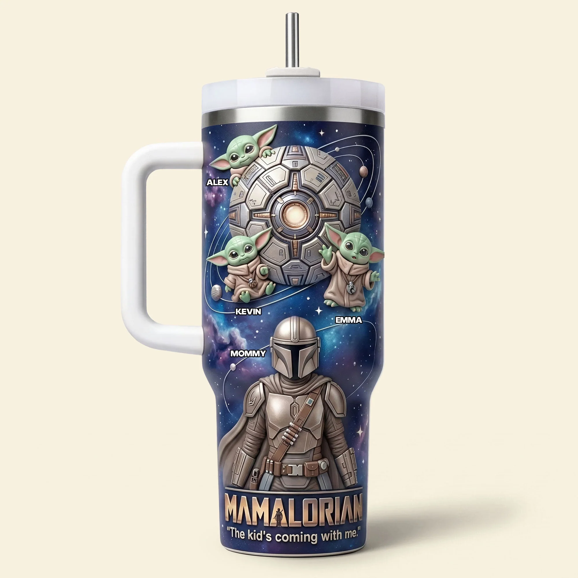 Stwa Galaxy Star The Kid's Coming With Me - Personalized Tumbler Cup With Handle - Gift For Mom, Movie Fans NL122 - Image 2