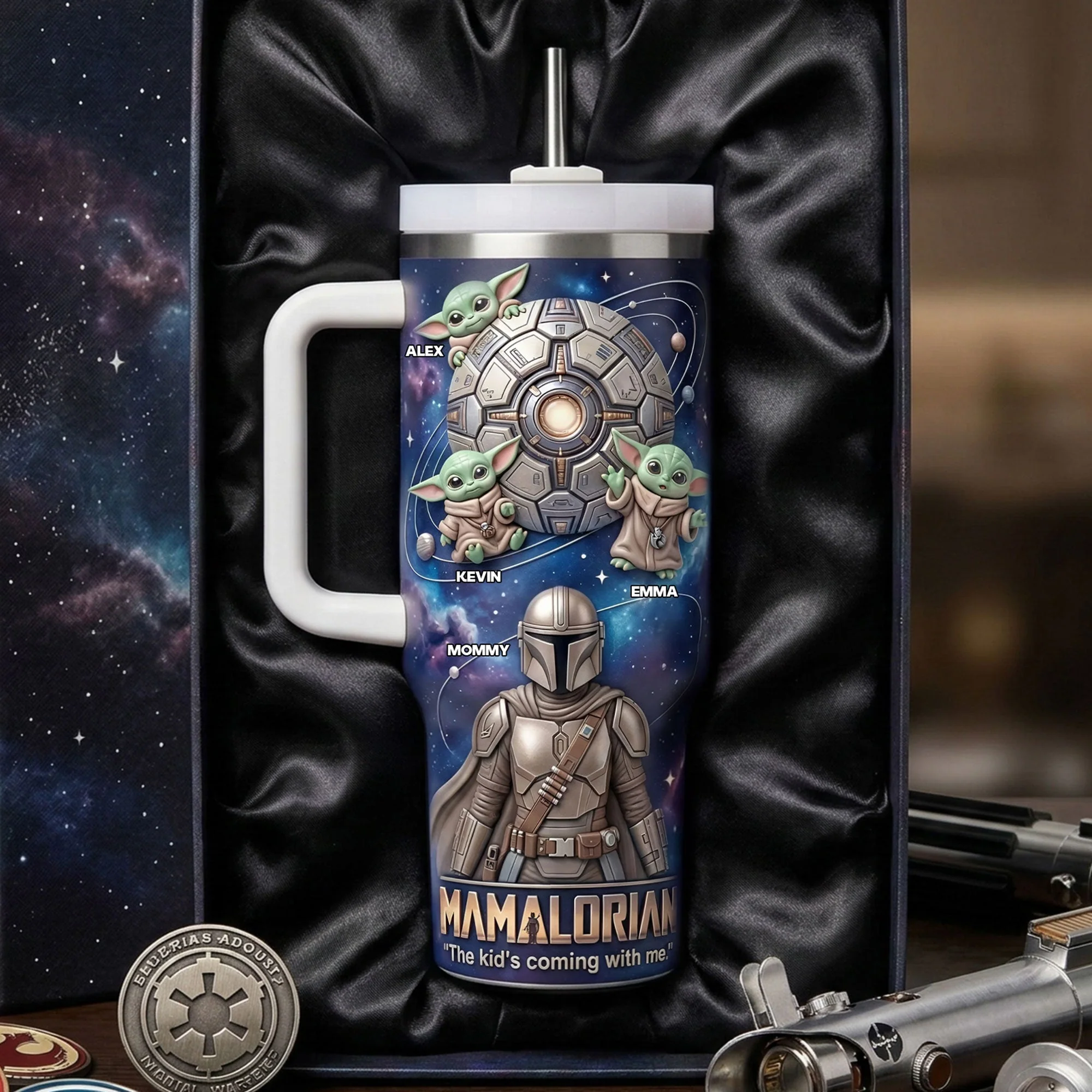 Stwa Galaxy Star The Kid's Coming With Me - Personalized Tumbler Cup With Handle - Gift For Mom, Movie Fans NL122 - Image 3