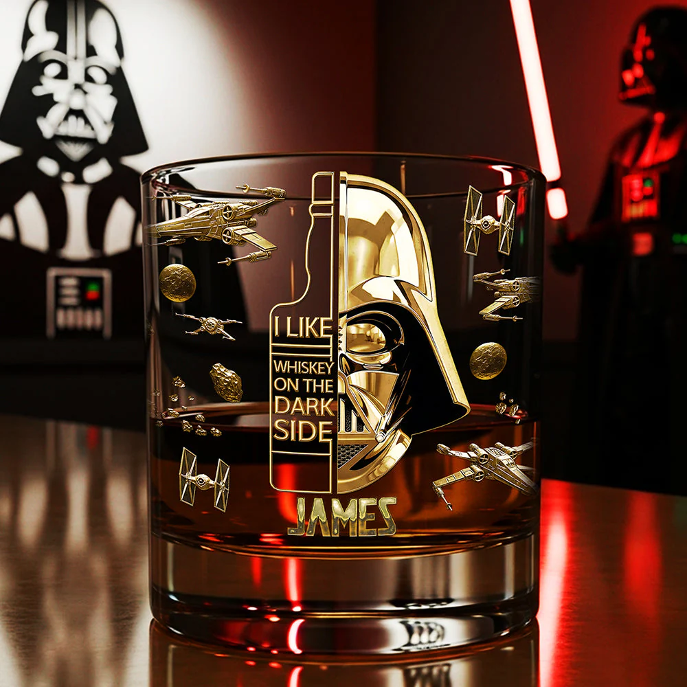 Stwa I Like Whiskey On The Dark Side - Personalized Whiskey Glass - Christmas Gift For Drinkers HH01