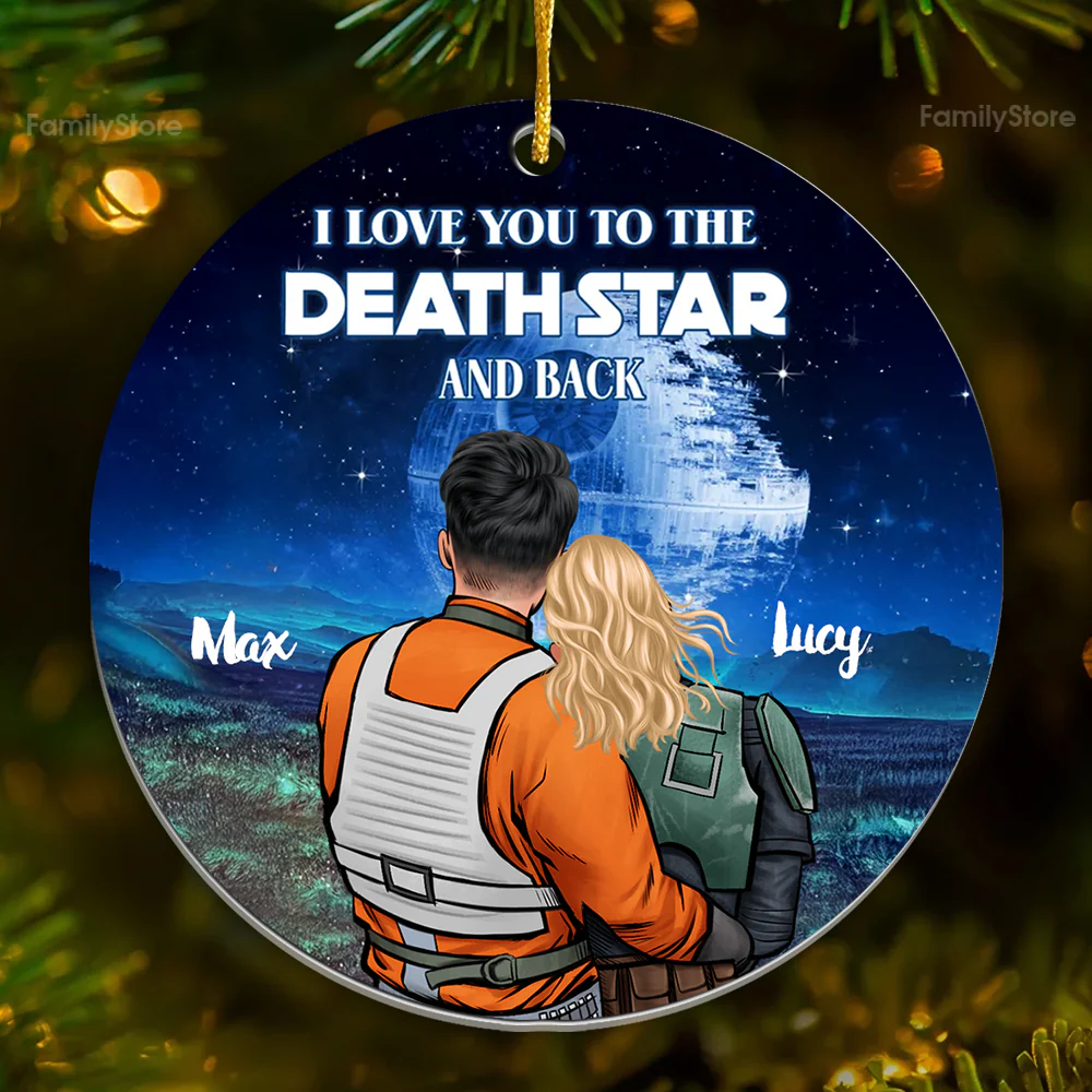 Stwa I Love You To Death Star - Personalized Acrylic Ornament - Gift For Couples, Christmas TD118 CU5081106 - Image 2