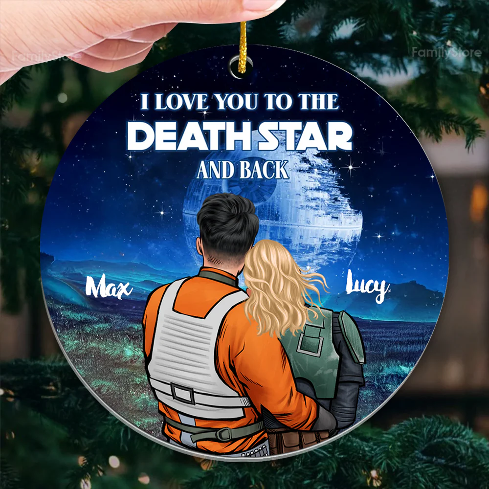 Stwa I Love You To Death Star - Personalized Acrylic Ornament - Gift For Couples, Christmas TD118 CU5081106 - Image 3