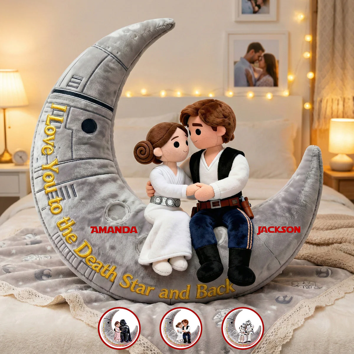 Stwa I Love You To The Death Star And Back - Personalized Custom Shaped Pillow - Gift For Couples NL122